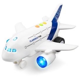 Flugzeugspielzeug für Kleinkinder – 1:200 Druckguss Flugzeug mit Blinkenden LED-Lichtern & Sound – Lernspielzeug Flugzeug für Jungen & Mädchen ab 3 Jahren, Friktionsbetriebenes Modellflugzeug