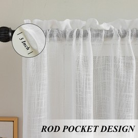 Beda Home Tassel Linen Textured Swag Curtain Valance for Farmhouses’ Kitchen; Light Filtering Rustic Short Swag Topper for Small Windows Bedroom Privacy Added Rod Pocket Design (36W x 63L, White)