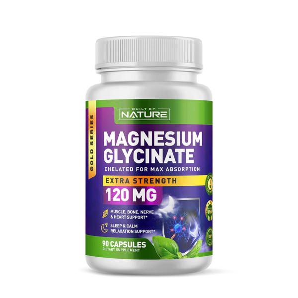 Built By Nature Magnesium Glycinate - Chelated for High Absorption