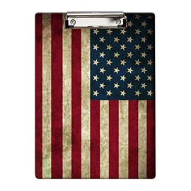 Britimes Clipboard Decorative Office School Hardboard Wood Nursing Clip Board and Pull for Standard A4 Letter Size American US Flag 12.5" X 8.5"