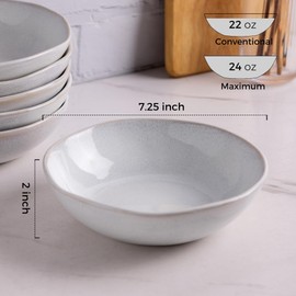 AmorArc Ceramic Cereal Bowls Set of 6, 24 oz Handmade Stoneware Bowls Set for Cereal Soup Salad, Stylish Kitchen bowls for Meal, Dishwasher & Microwave Safe, Reactive Color
