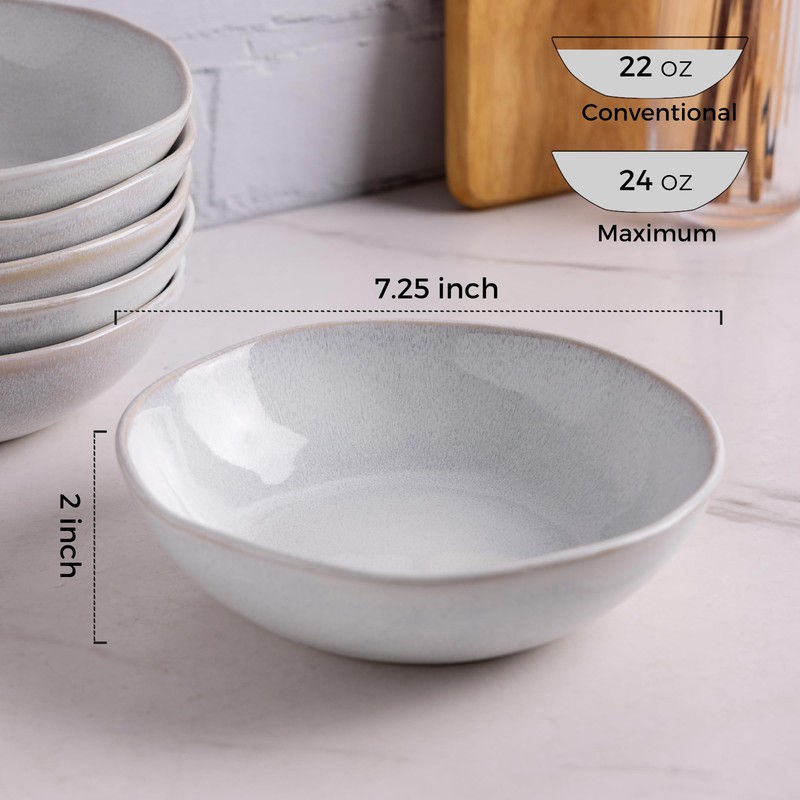 AmorArc Ceramic Cereal Bowls Set of 6, 24 oz Handmade