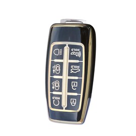 HIBEYO Samrt 8 Button Key Fob Cover for Genesis G80 GV80 G70 GV70 2021 2022 Accessories Key Shell Cover Protector for Genesis Key Case Holder Cover-Golden Black