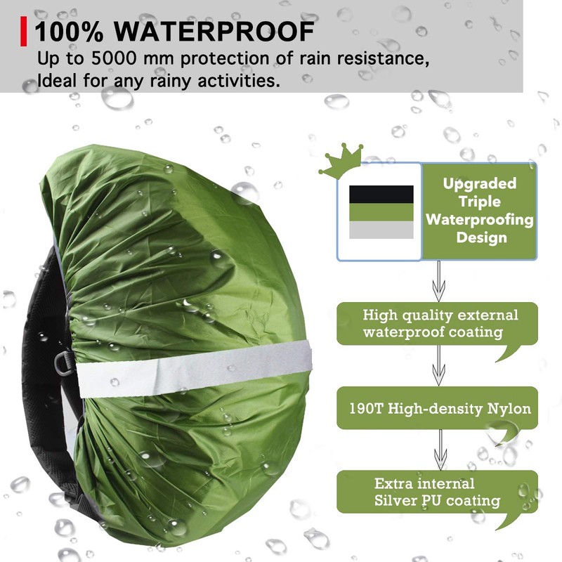 Frelaxy Hi-Visibility Backpack Rain Cover with Reflective Strip 100% Waterproof