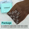 VINBAO Clip in Human Hair Extensions, 140g 16inch Color 4