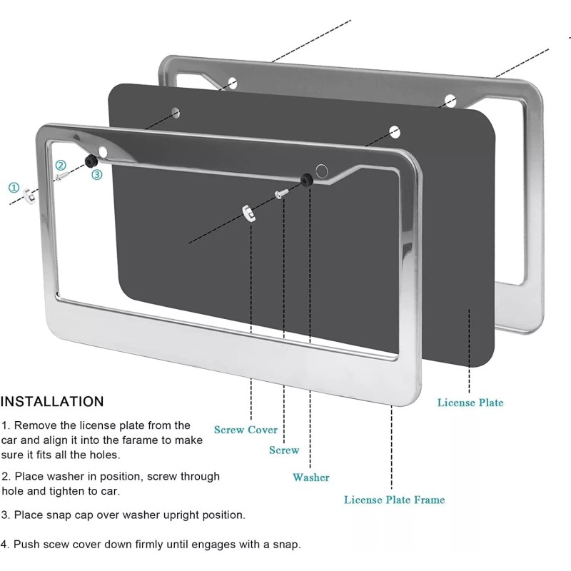 BLVD Heavy Duty 304 Stainless Steel License Plate Frame Including