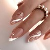 24 Uñas Medianas Con Puntas Francesas En Forma De Pedo