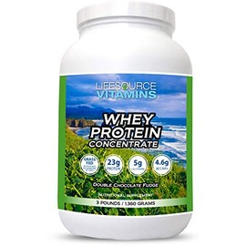 LifeSource Vitamins 3lb Grass Fed Whey Protein Concentrate - Chocolate w/Stevia - 3 lb Powder