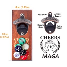 Gifts for Men Dad, Wall Mounted Magnetic Bottle Opener,Unique Christmas Beer Gift Ideas for Him Boyfrien,Birthday Anniversary Housewarming Presents