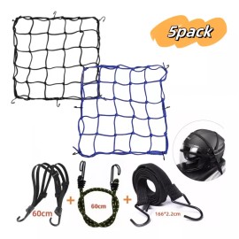 Redes Malla Moto Sujetar Casco Portabulto Cuerda Gancho 5pcs