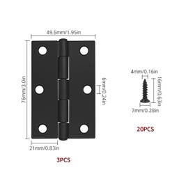 MABAHON 6 Pcs Door Hinges, Interior Door Hinges 3 Inch, Square Corner Door Hinge Exterior Heavy Duty Hinges Hardware (Black)
