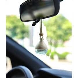 Omana 3 pcs Car Air Freshner Bottle 6ml Refillable Pendant with Wood Lid Elimination Air Diffuser Perfume Bottles for Essential Oils Car Decor Accessories