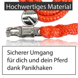 Lead Rope with Panic Hook | for Horses, Ponies, Shetty, Donkey | Tie Rope in Many Stylish Designs | Length 1.60 m (Red)