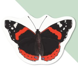 4 x Small 50mm 'Red Admiral Butterfly' Permanent Sticker Decals for Cars/Windows/Bins/Walls etc (DW00028545)