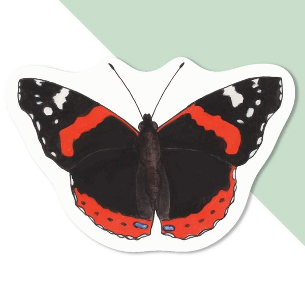 4 x Small 50mm 'Red Admiral Butterfly' Permanent Sticker Decals