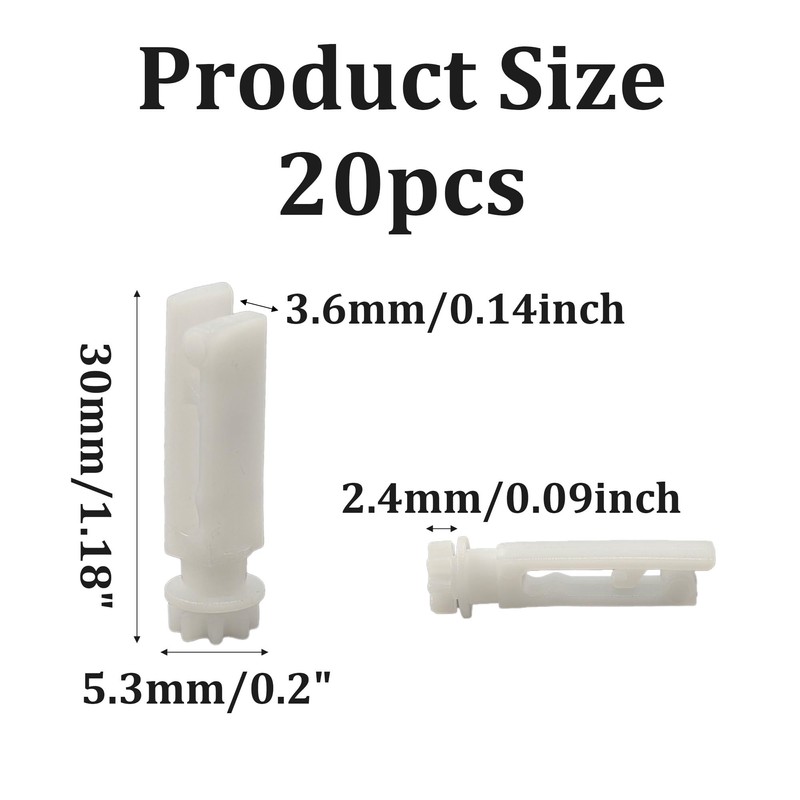 Runseaway 20Pcs Vertical Blind Stem Replacement White Stems for Window