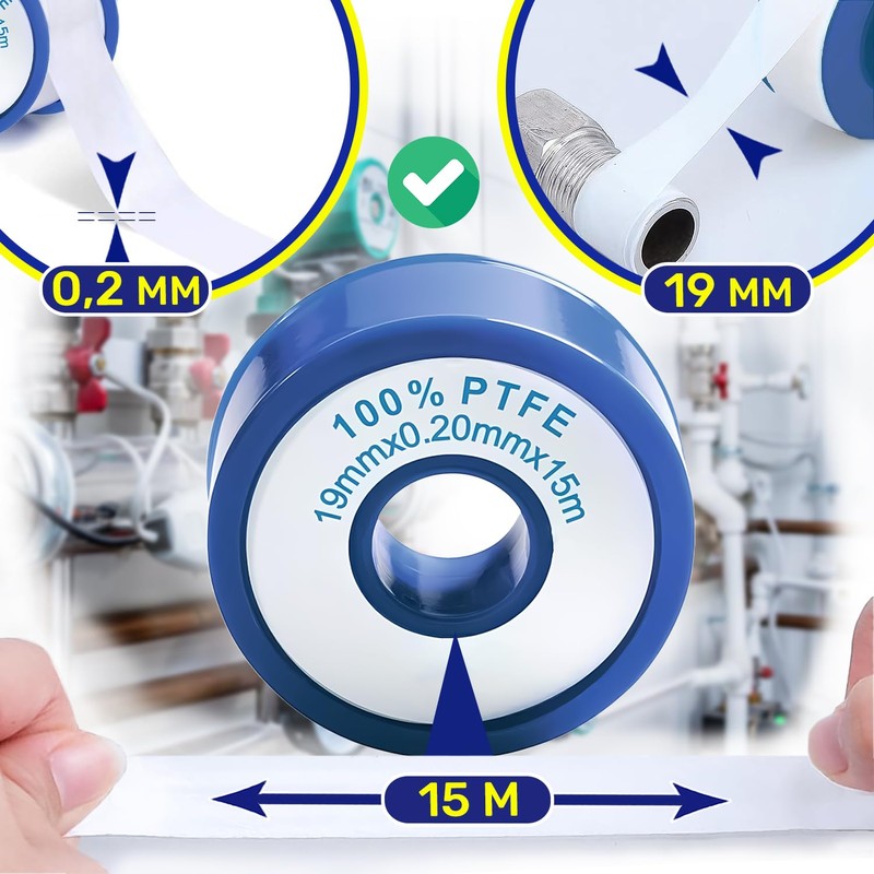MONTERAL Professional Double Thickness Teflon Grout Tape 15m