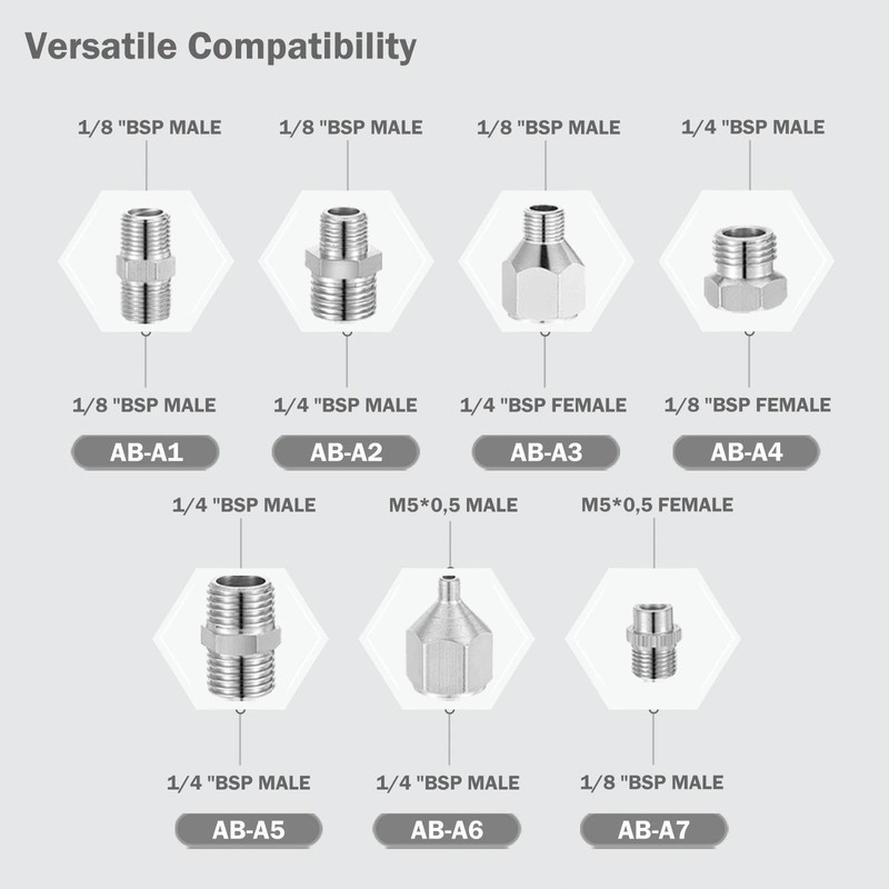 HUBEST 7 pcs of airbrush adaptor set airbrush fitting airbrush