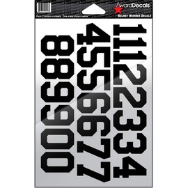 Number Stickers for Helmets (Football, Baseball, Softball, Hockey, Lacrosse, Etc.) (Black)