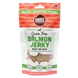 Smart Cookie Salmon Jerky Dog Treats - DHA, Omega Strips for Dogs & Puppies with Allergies, Sensitive Stomachs with Wild Caught Alaskan Salmon- Dehydrated, Grain Free, Made in USA - 3oz Bag, Pack of 3