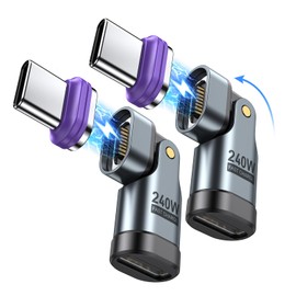 AUFU Magnet, USB-C Conversion Adapter, L-Shaped, 180° Rotation, PD240W, Type C Converter Adapter, 5A Rapid Charging, Data Transfer, One-Handed Operation, Compatible with TypeC Models such as MacBook