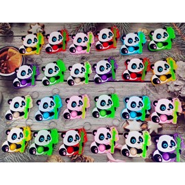 HOZKEAP 24 Packs Pandas Animal Bulk Mini Pop Fidget Keychain,Boys and Girls kids Birthday Party Favors Supplies Classroom Students Bubble Prize