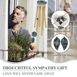 Memorial Wind Chimes for Loss of Loved One, Sympathy Wind Chimes with Tree of Life, Remembrance in Memory of Mom Dad, Bereavement and Condolence Memorial Gifts (Bronze Color)