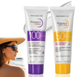 Sunscreen SPF 100 and SPF 50+, Sun Cream SPF 100, Anti-Ageing Sun Protection for Sensitive Skin, 2 Pieces Sun Protection Lotion for Body and Face - Non-Greasy & Oil Control, Waterproof