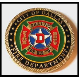 Dallas Fire Department Firefighter Colorized Challenge Art Coin