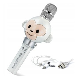 Maxlife Bluetooth Children's Microphone with Speaker, White Monkey, Voice Changer Microphone Children with Echo and Equaliser, Ideal Karaoke Microphone for Children, Compatible with Bluetooth,