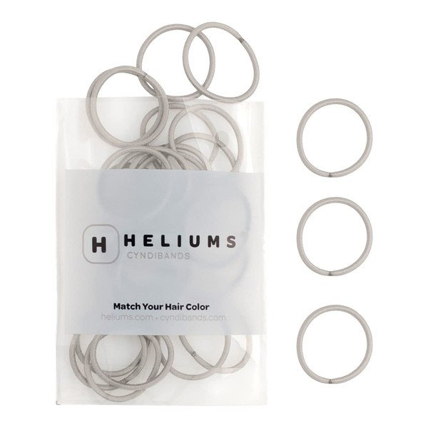 Heliums Small Hair Bands - Light Grey - 2mm Hair Ties, 48 Count, 2.5cm Mini Hair Bobbles for Small Ponytails, Braids and Kids