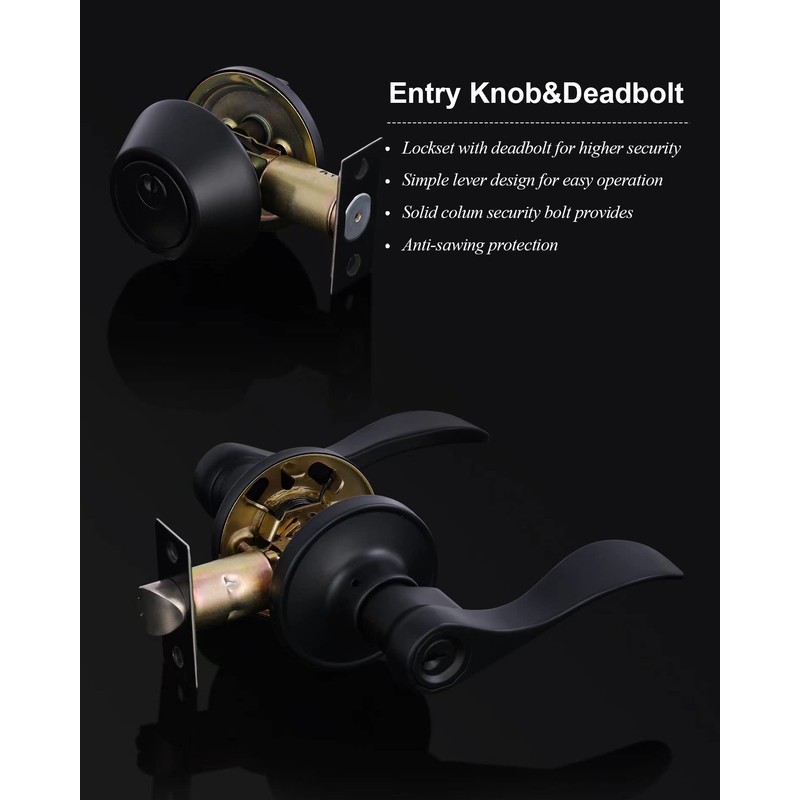 Lanwandeng Keyed Alike Front Door Lever Lockset with Single Cylinder