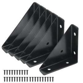 Zreneyfex 6Pcs Corner Brackets with Bolts,Cold Rolled Steel Bracket Connection Table Bed Edge Support, Heavy Duty Triangular Bracket Fastener, (Black) (6)