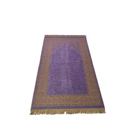rolezyum | Ottoman Muslim Prayer Rug with Prayer Beads Janamaz Sajadah Islamic Prayer Rug | Prayer Beads Gift (Lilac)
