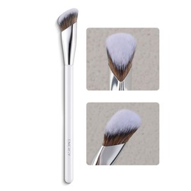 ENERGY Concealer Brush, Under Eye Makeup Small Angled Kabuki Precision Face Blending Brush - Liquid Cream Foundation Concealer for Dark Circles, Make Up Nose Contour Applicator Vegan with Cover (White)