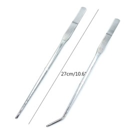 Wzong Pack of 2 Aquarium Tweezers Extra Long Stainless Steel Straight and Curved Tweezers Long Feeding Tongs for Aquascape Tools for Aquarium Systems 10.6 Inches (27 cm) Silver