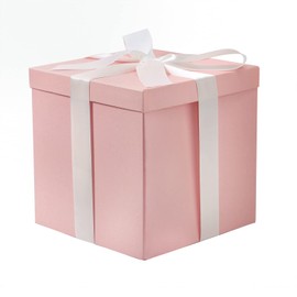 RUSPEPA Medium Birthday Gift Box with Lids, Ribbon and Tissue Paper, Collapsible Gift Box - 1 Pcs, 23 x 23 x 23 cm, Pink