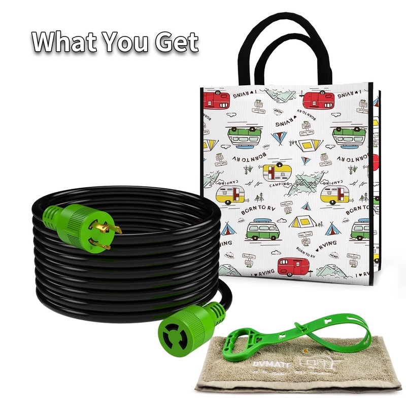 RVMATE 3 Prong 30 Amp Generator Extension Cord 50 Feet,