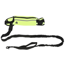 Hands Free Dog Leash Shock Absorption Reflective Dog Running Leash with Zippered Bag for Walking Jogging Running Fluorescent Green
