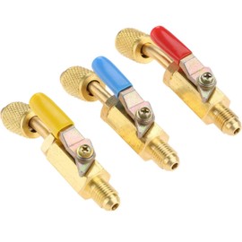 SURIEEN Air Conditioning Refrigerant Ball Valve 1/4’’ SAE, R410A R134A R12 R22 HVAC Shut Off Valve, Low Loss Fittings HVAC for R410A R134A R12 R22 R502 Charging Hoses Air Conditioning Tools