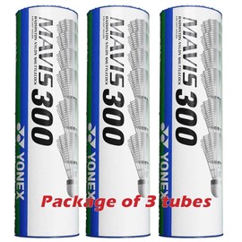 Yonex Mavis 300 Badminton Shuttlecocks, Yellow, white, 3 Tubes