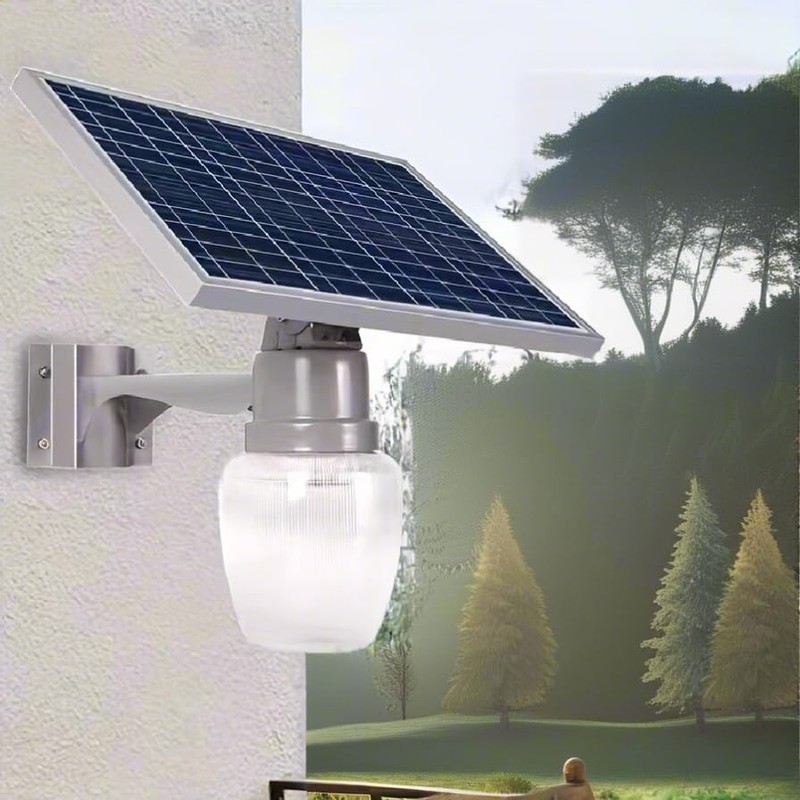 NICELAMPHK Solar Powered LED Post Light, Outdoor Garden Lamp with