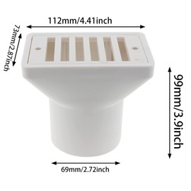 E-outstanding Floor Drain Swimming Pool Water Overflow Outlet Main Drain Cover Fittings Replacement, 2Inch White
