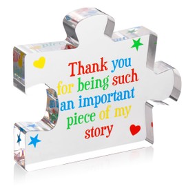 Teacher Appreciation Gifts for Women, Men - Thank You Engraved Acrylic Block Puzzle 4.1 x 3.5 inch - Heartwarming Teacher Gift - Cute Student Teacher Gifts - Novelty Daycare Teacher Gift