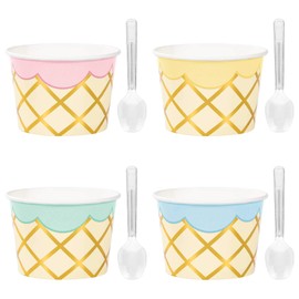 Creative Converting Ice Cream Party Treat Cups with Spoons, 8 ct