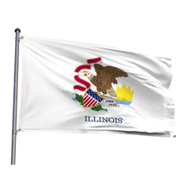Illinois State Flag 4x6FT IL Flag Polyester Vivid Color Fade Resistant With 2 Brass Grommets For Illinois Themed Festival Events Party Decoration Indoor Outdoor(IL, 4x6FT)