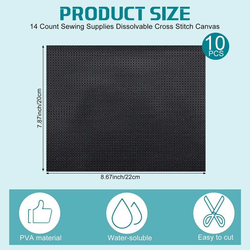 Breling 10 Pcs 7.87 x 8.66 Inches Water Soluble Cross
