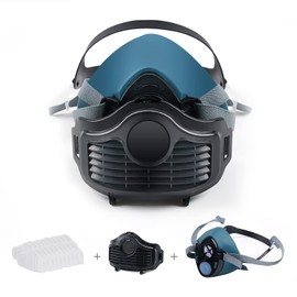 LAMANICE Safety Anti-Dust Gas Face Respirator, with 20 Pcs Filter Cottons, Chemical Half Respirator Reusable for Dust, Organic Vapors, Painting, Woodworking, Sanding