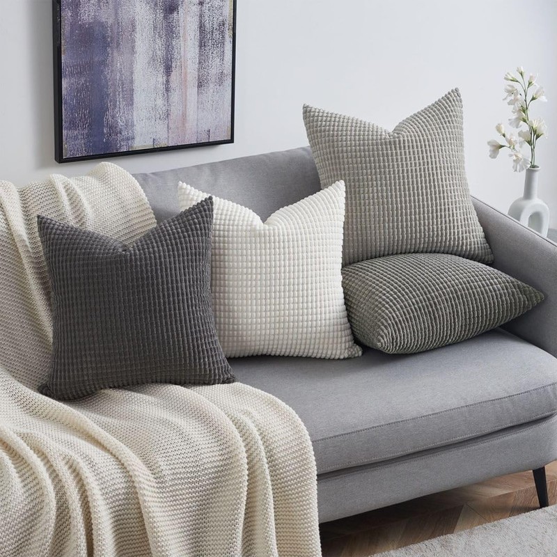 Topfinel 45 45 Gray 4 Pcs Set Corduroy Gradient Cushion