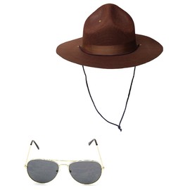 Super State Highway Patrol Trooper Mountie Hat Aviators Costume Kit